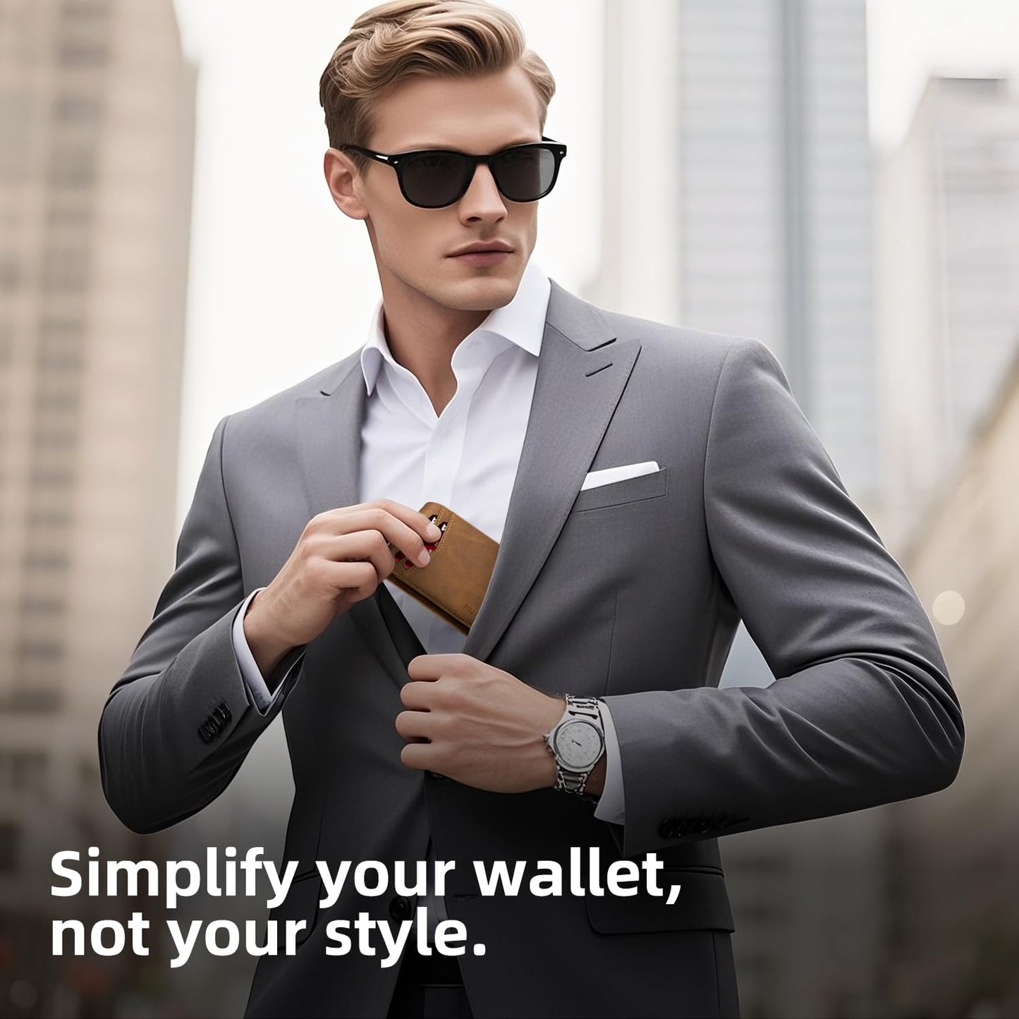 RUNBOX Wallet for Men - Slim Rfid Leather Bifold 2 ID Window With Gift Box Men's Accessories