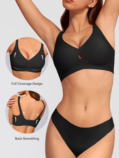 LUCKMEEY Bras for Women No Underwire Wireless Bras - Seamless Push Up Full Coverage Bralettes Comfortable Everyday Bra