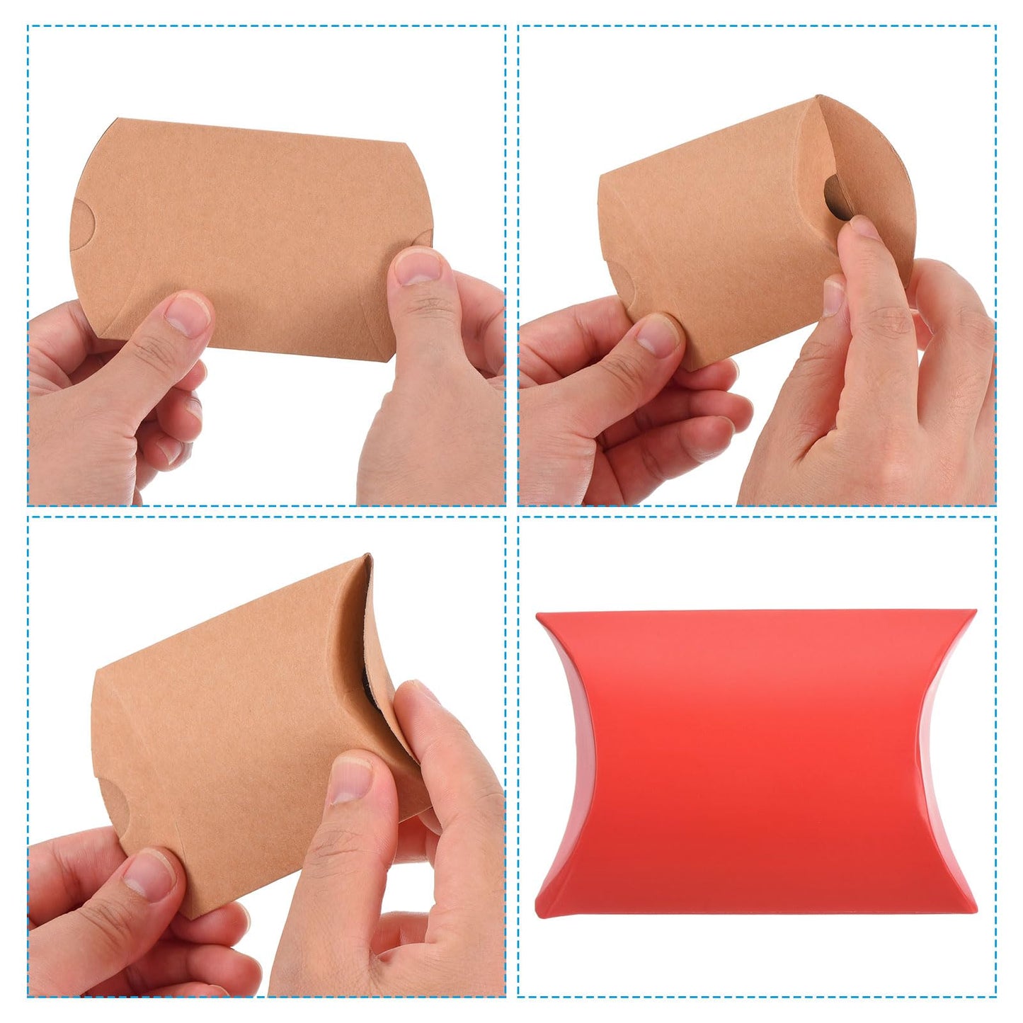 PATIKIL Pillow Boxes, 100 Pcs Wedding Gift Boxes Paper Box 3.5x2.6 Inch for Gift Wrap Wedding Parties, Red