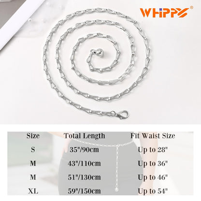 WHIPPY O-Ring Metal Waist Chain Belt Women Fashion Adjustable Body Link Belts for Jeans Dresses, Gold Link M