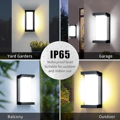 Wrasse Porch Lights Outdoor 2000 Lumen Wall Light Fixtures 6500K Modern Exterior Sconces Wall Lighting for House Outside(2 Pack)