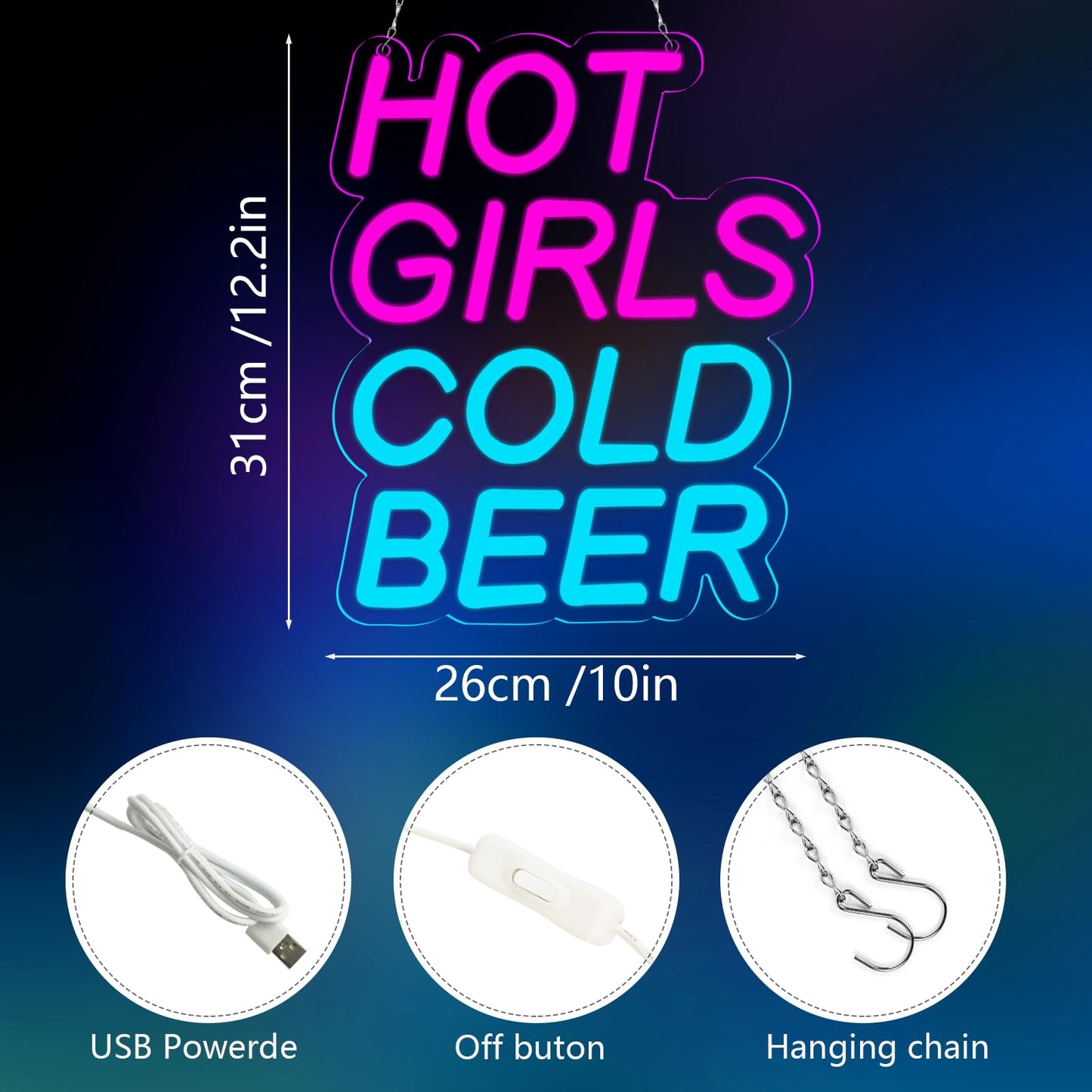 Beer Neon Sign Led Neon Lights For Wall Decor, USB Powered Light Up Bar Signs For Man Cave, Home Bar, Pub, Wall Decor - Best Gifts for Beer Lovers, Birthday, Christmas