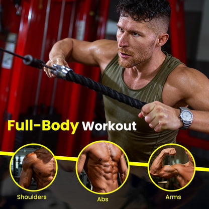 TANBOXMMA Pulley System for Home Gym, Wall Mount LAT Pull Down Machine Attachment with 3 Handles, for Back, Arm, and Chest Workout