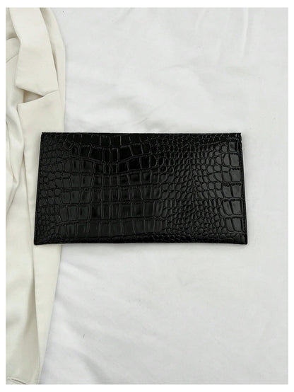 Verdusa Women's Clutch Evening Bags Trendy Envelope Handbags Metallic Purses Black a One Size