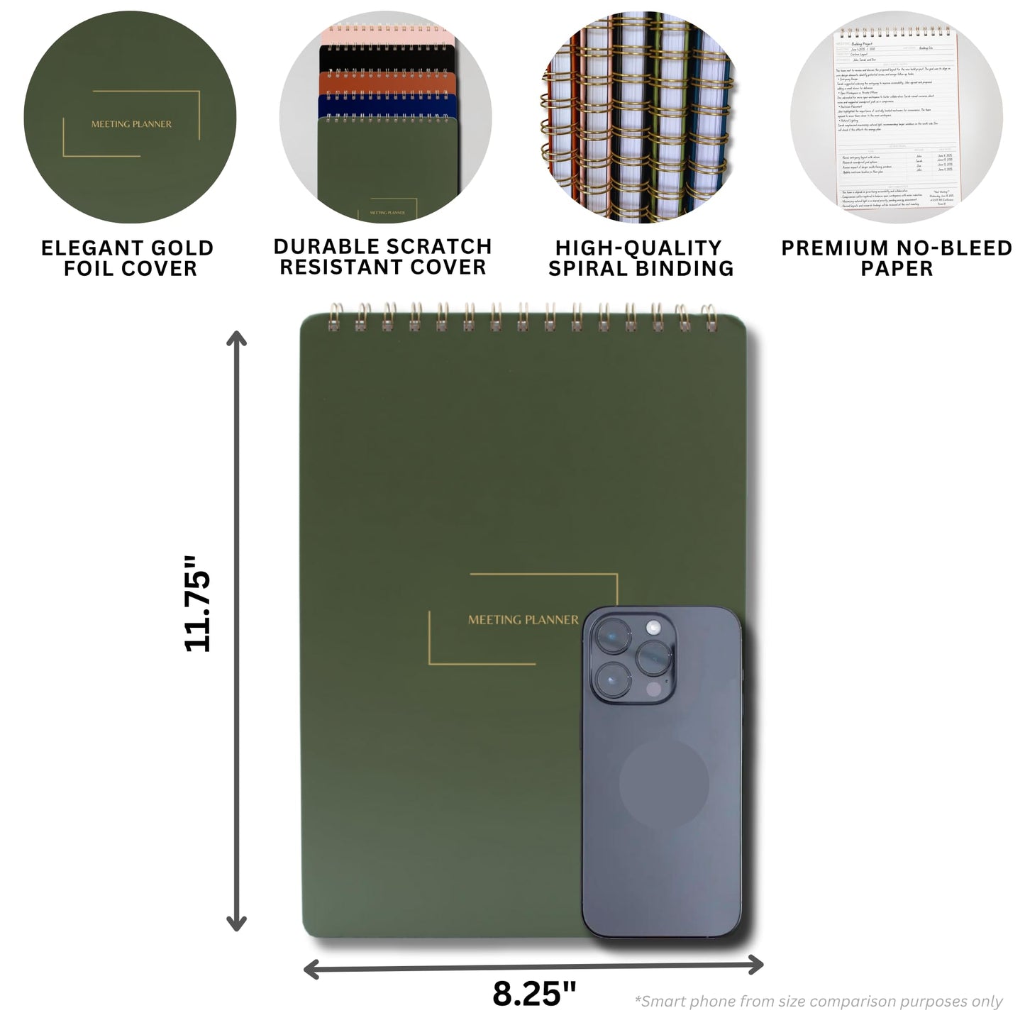 Merely Home | Meeting Notebook for Work | 8.25" x 11.75" | Project Planner | Simple Design | Multiple Layouts | Office and Business Planner (Pink, Meeting Planner - Portrait)
