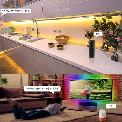 MIHEAL Led Light Strip, WiFi Wireless Smart Phone Controlled 65.6ft IP65Waterproof Strip Light Kit Black PCB 5050 LED Lights,Working with Android and iOS System,IFTTT