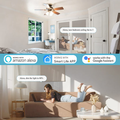 Smart WiFi Ceiling Fan Remote Control Kit, Universal 3 Speed Ceiling Fan Control with Dimmer, Compatible with Alexa, Google Assistant and Smart Life App, Remote Control Timing