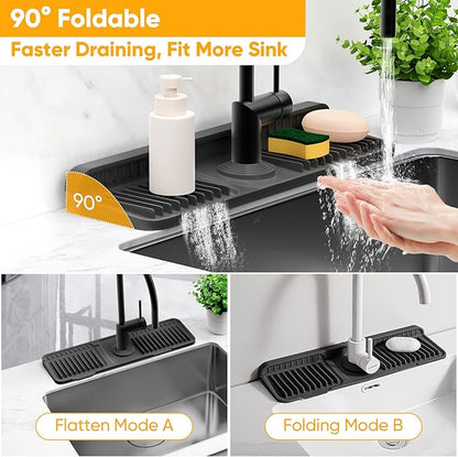 17.7'' Folding Faucet Mat for Kitchen Sink Splash Guard Kitchen Sink Faucet Mat