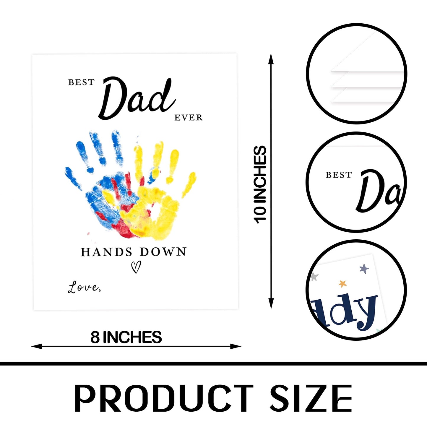 Father’s Day Crafts for Kids – Family Handprint Kit, Best Dad Ever Hands Down Gifts from Kids, Create Keepsake Dad Will Cherish Forever, DIY Art Activity for Toddlers, Set of 3 Personalized Present