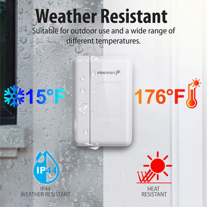 Fosmon WaveLink Wireless Door Chime with 500 Feet Range, 58 Tunes, 5 Volume Levels & LED Indicators for Home/Business/Office (1 Receiver + 1 Sensor)