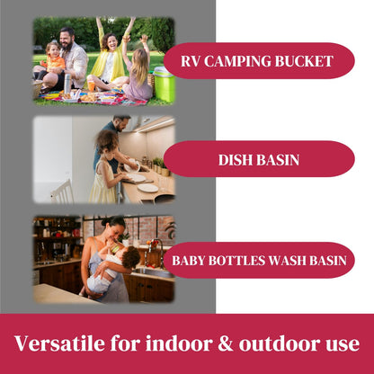 Collapsible Wash Basin for Baby Bottles - 2.4 Gallons Portable Wash Bin for RV Camping Sink, Space-Saving Dish Tub (Gray)