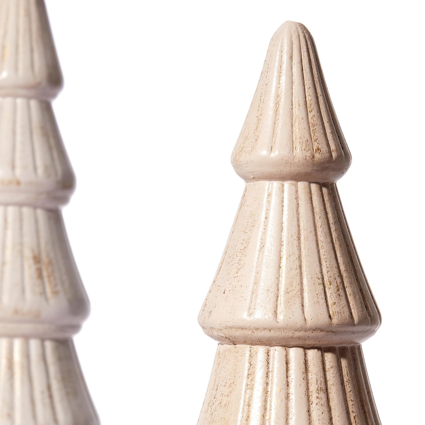 WONDROUS' DECO Wooden Christmas Tree Figurine, Tabletop Pink and Gold Tree Figurine, Set of 2 Desk Centerpieces for Christmas Decor