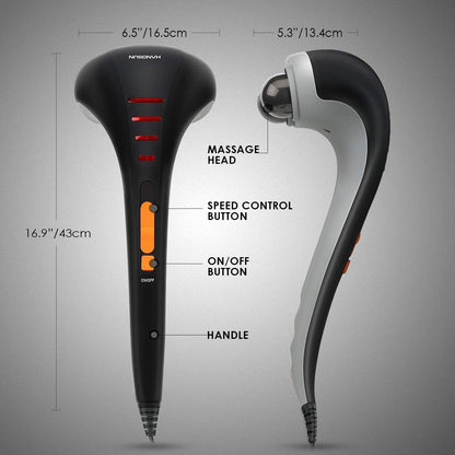 HANGSUN Handheld Neck Back Massager for Pain Relief Deep Tissue, Double Head Full Body Percussion Massage MG400 for Shoulder, Leg, Foot, Muscles
