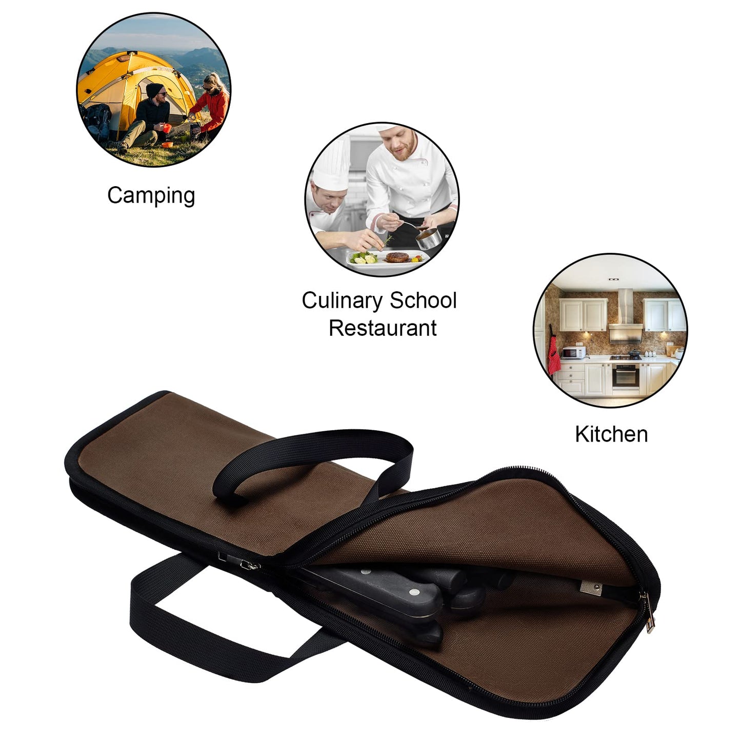 QEES Knife Roll,Heavy Duty Knife Bag,Waxed Canvas knife Case with 4 Slots For Knives & Kitchen Tools,Chef Knife Bag With Handle.Portable Knife Roll Bag For Chefs Culinary Traveling.Knives Pouch