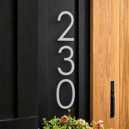 Modern House Numbers for Outside, 5 Inch Floating House Numbers, Metal Address Sign, Mailbox Number, with Nail Kit, Never Rust, Matte Silver (Silver, 0)