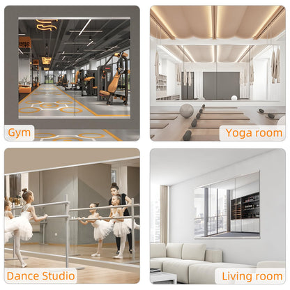 pertetey Home Gym Mirror, 2Pack 67X24 Inch Frameless Large Tempered Glass Wall Mounted Full Mirror for Gym, Yoga Studio, Dancing Studio