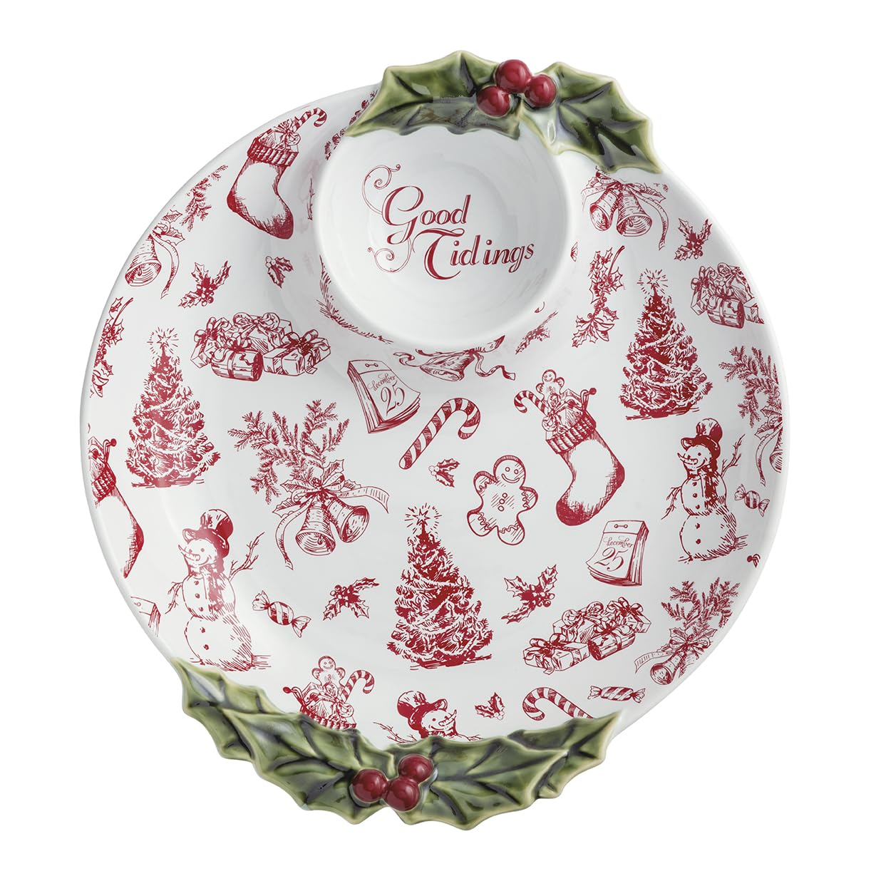 Mud Pie Christmas Good Tidings Toile Chip & Dip