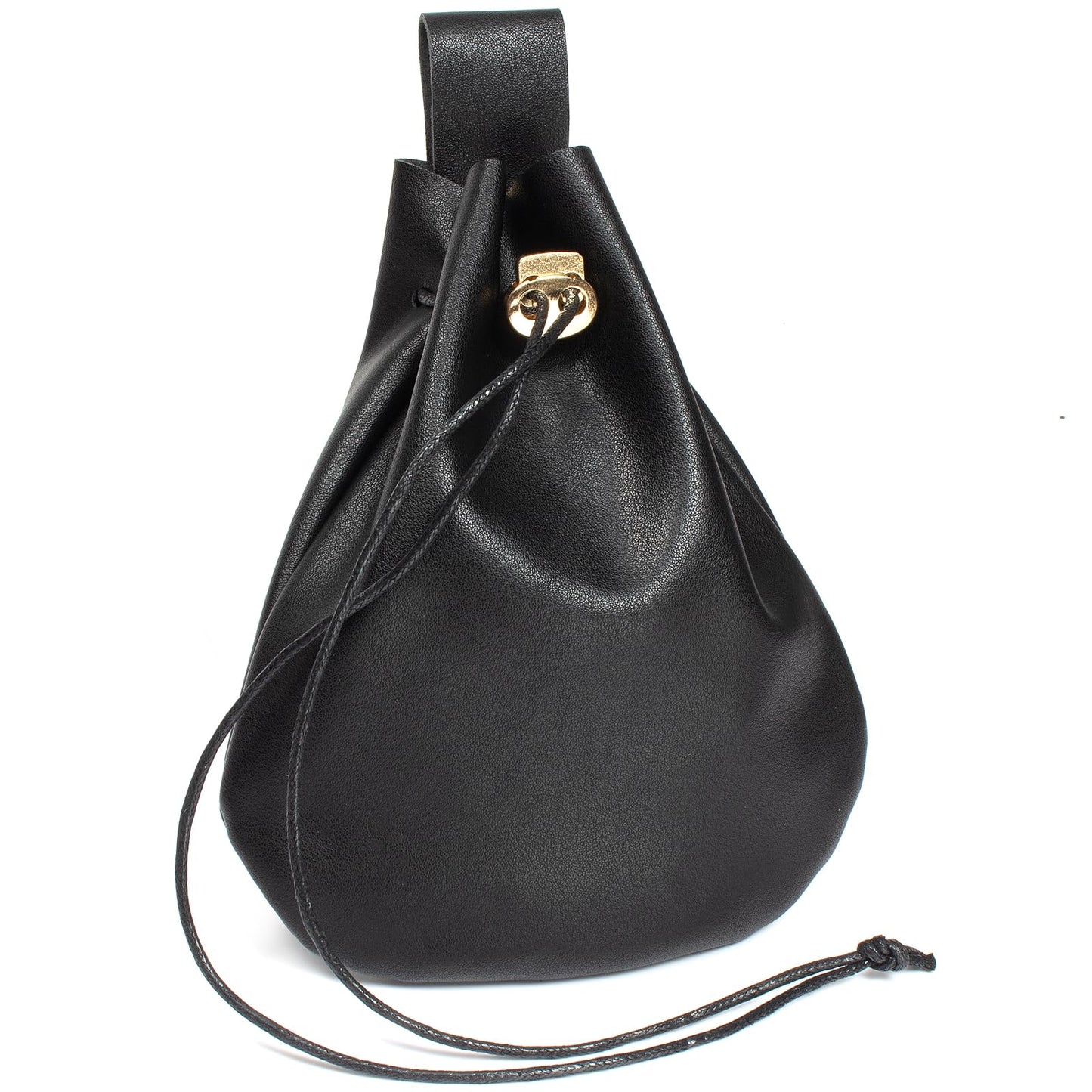 Leather Belt Pouch Medieval Vintage Renaissance Viking LARP Cosplay Costumes Drawstring Coin Purse Phone Holder Waist Bag (Black)