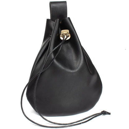 Leather Belt Pouch Medieval Vintage Renaissance Viking LARP Cosplay Costumes Drawstring Coin Purse Phone Holder Waist Bag (Black)