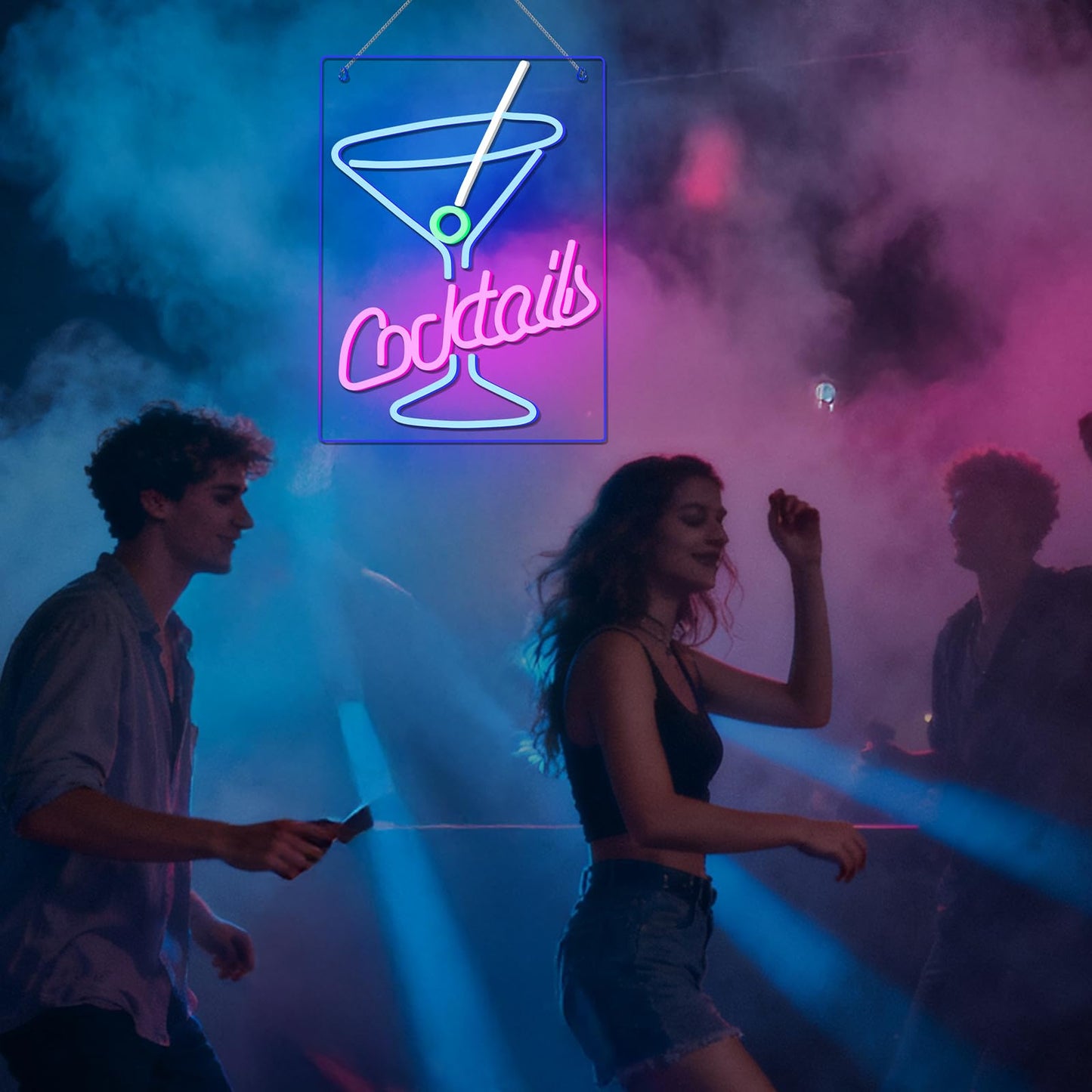 LUCUNSTAR Cocktails Neon Sign Drinks LED Signs Cocktail Glass Shaped Neon Lights LED Drinking Signs Martini Light Up Sign for Wall Decor Man Cave Blue Wine Glass Light for Bar Shop Night Club