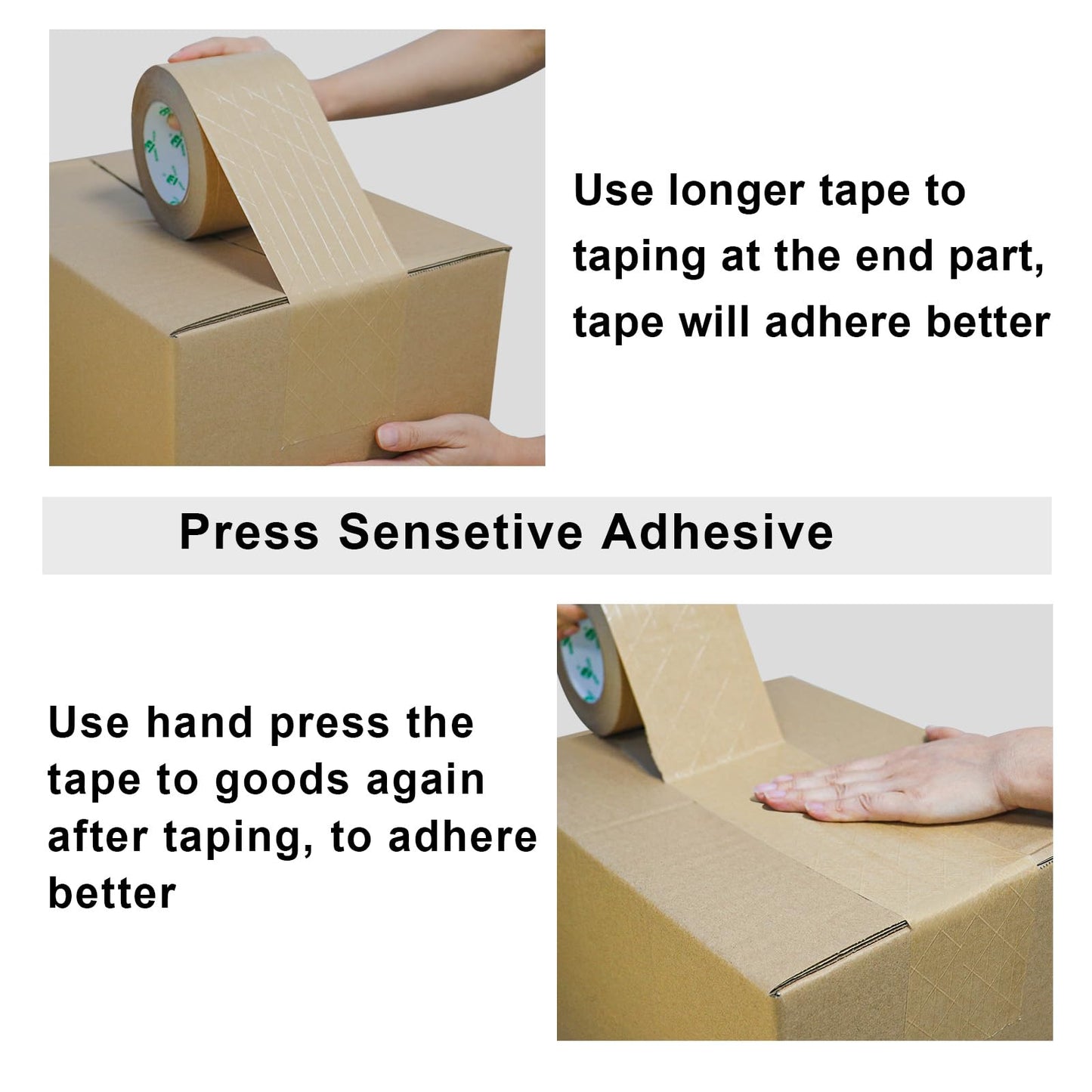 BOMEI PACK Wide Brown Reinforced Kraft Paper Packing Tape 4inch, Self Adhesive Paper Gummed Packing Tape, for Heavy Duty Packaging, Shipping, Moving and Storage, 4InchX55yds