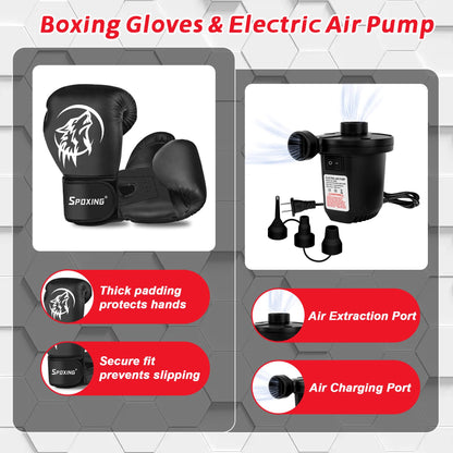 Freestanding Punching Bag for Adult Teens, 70" Heavy Punching Bag with Boxing Gloves and Electric Air Pump for Beginners Kickboxing Training MMA Muay Thai Fitness Office Home Gym