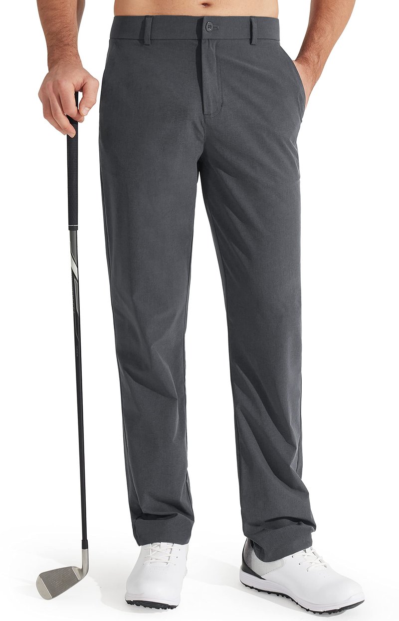 Libin Mens Golf Pants Classic Fit Stretch Work Dress Pants 32" Quick Dry Lightweight Business Casual Trousers Comfort Water Resistant, Iron Grey, 35W x 32L