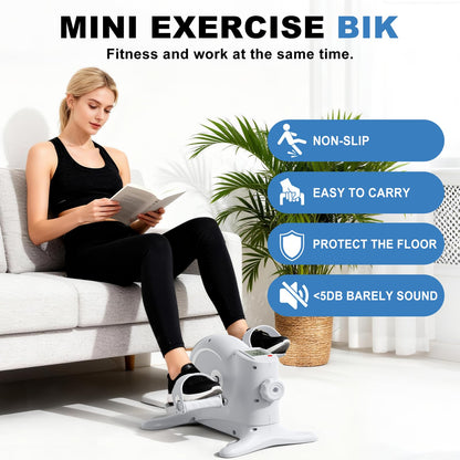 OSCILLATING SLIM Mini Exercise Bike & Under Desk Elliptical,Under Desk Bike Pedal Exerciser, for Seniors Arms & Legs Workout with LCD Display,Gifts for Women Men