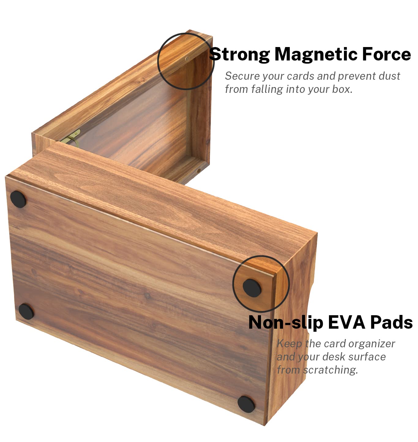 Neando 4’’x6’’ Index Card Holder, Acacia Index Card Box, Index Card Organizer Case, Wood Recipe Box with Dividers, 4 Compartments for 600 Cards, File Note Flash Card Holders