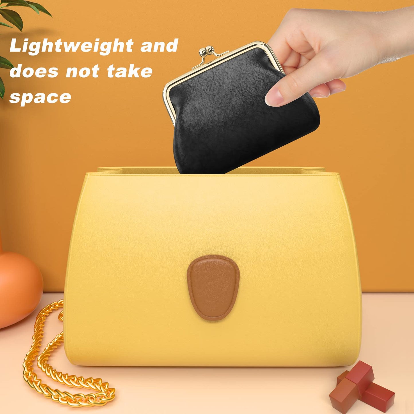 Coin Purse, Small PU Leather Change Purse, Coin Wallet with Clasp, Car Change Holder Pouch for Woman Men Kids Girls, Black