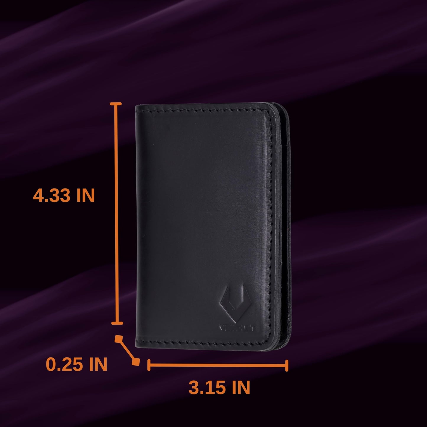 VENOULT Genuine Leather, Bi-fold Card Holder, Wallet with 4 Credit Card and 2 Cash Slots for Man or Women, (4.3 x 3.1 x 0.25 in), Slim Minimalist Design, Handcrafted (Rustic Black)