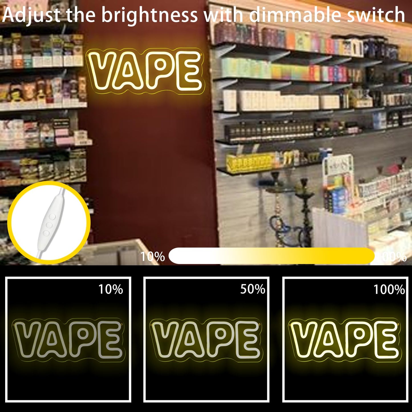 KODGGHK Vape LED Neon Light Sign, Bright LED Vape Sign by USB with Dimmable ON/OFF Switch Neon Lights for Store Window Hanging for Sale Business,Man Caver, Bar, Smoking Lounge,Party