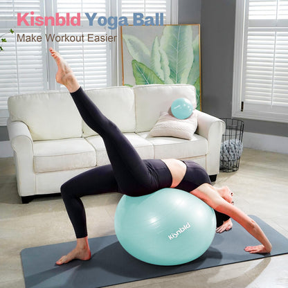 kisnbld Exercise Ball, Extra Thick Yoga Ball for Workout Pregnancy Stability, 4 Sizes Anti-Burst Balance Ball with Foot Pump - Heavy Duty Fitness Ball Chair for Office, Home & Gym