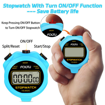 FCXJTU Digital Simple Stopwatch Timer, No Bells, No Alarm, Simple Basic Operation, Silent, Clear Display, ON/Off, Large Display for Running Training Sports Kids Coaches Referees Teachers