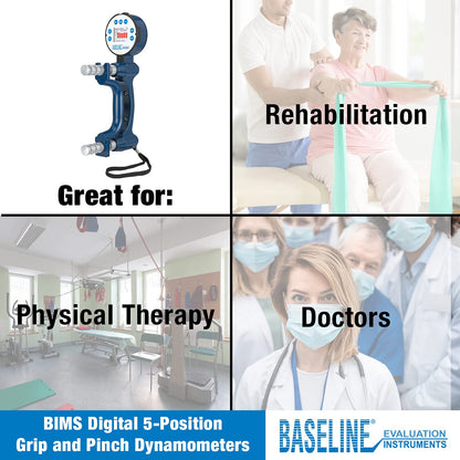 Baseline BIMS Digital 5-Position Hand Dynamometer for Grip Strength Testing and Evaluation