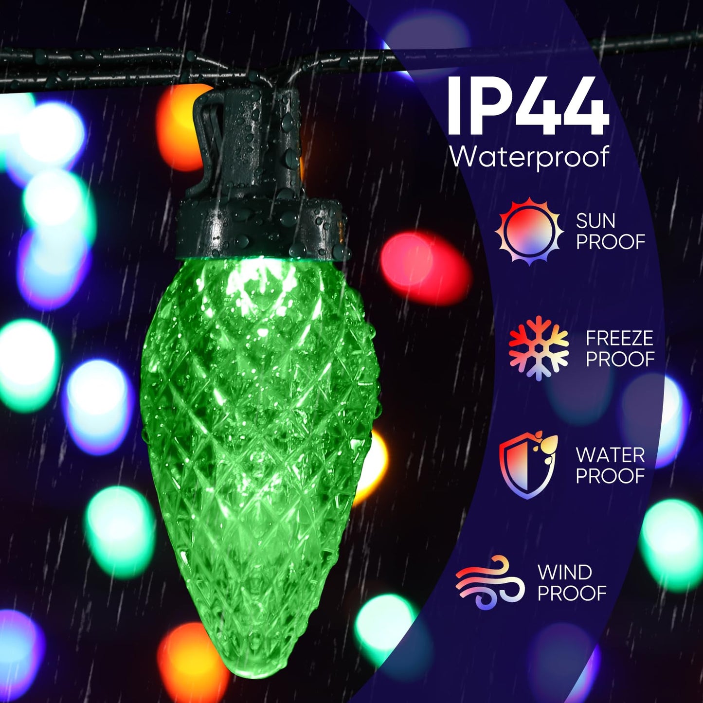 SUPHONOR C9 Christmas String Lights, Waterproof 33 FT 50 LED C9 Battery Operated Lights String & Timer, C9 Christmas Lights for Indoor Outdoor Home Yard Xmas Tree House Decorations (Green, 50 LED)