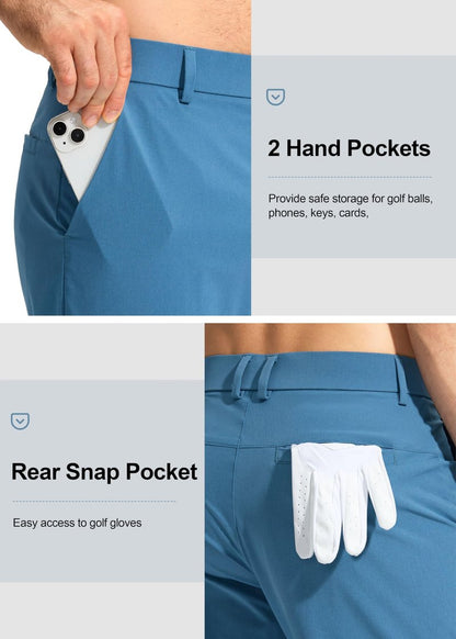 Pudolla Men's Golf Pants Stretch Work Pants for Men Dress Comfy Pants 34 Lightweight Quick Dry Casual Trousers(Stone Slab Blue 30Wx34L)