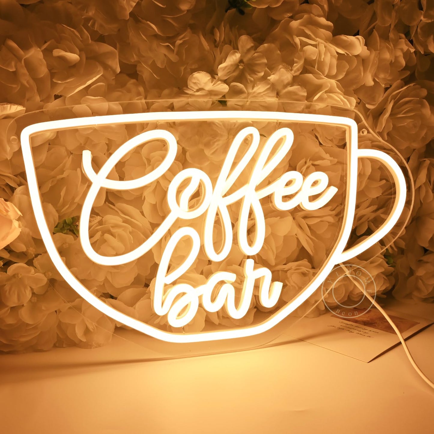SYLHOME Coffee Bar Led Neon Light Sign Coffee Shop Business Home Bedroom Kitchen Restaurant Birthday Christmas Party Light Up Sign 15.75" X 9.4" USB Warm White