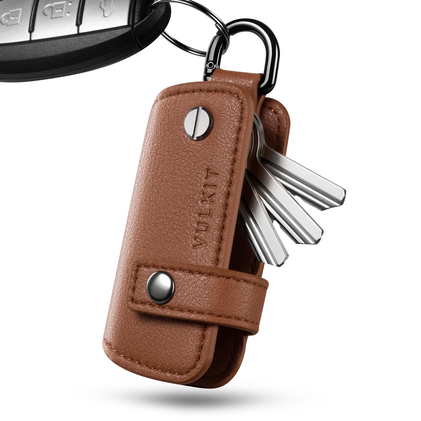 VULKIT Key Organizer Premium Leather Keychain Compact Design Everyday Carry Accessories