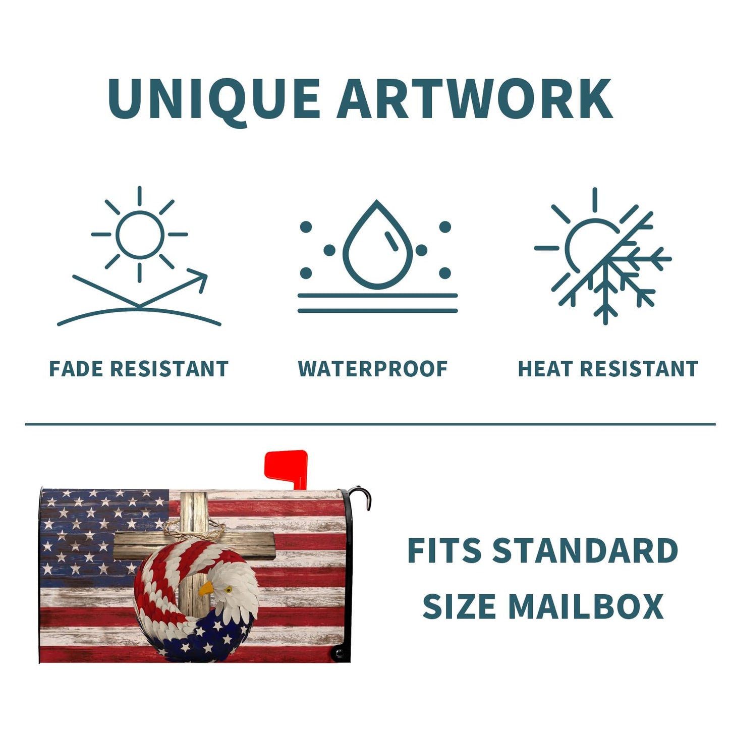 USA American Flag Patriotic Mailbox Cover Magnetic Independence Day Mailbox Cover Standard Size 25.5 x 21 4th of July Memorial Day Mailbox Wrap Post Letter Box Cover Decorative for Home Outdoor Garden