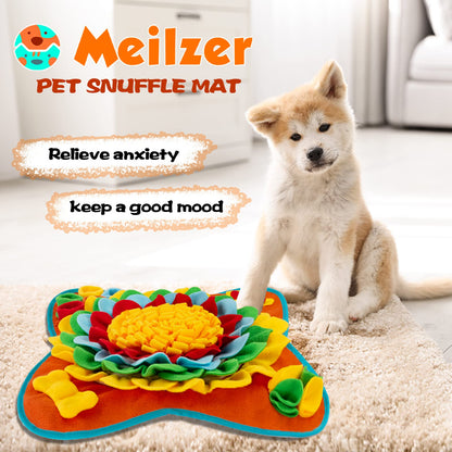 Meilzer Snuffle Mat for Dogs Pet Treats Feeding Mat for Small/Medium Breed Dogs Non-Slip/Portable/Durable Interactive Dog Puzzle Toys Encourages Natural Foraging Skills (Blue)