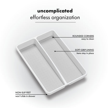 madesmart Small Utensil Tray, Multi Purpose Storage Organizer, Deep Storage for Ladles, Whisks & Serving Tools, Non Slip Lining, for Drawers & Home Organization, White
