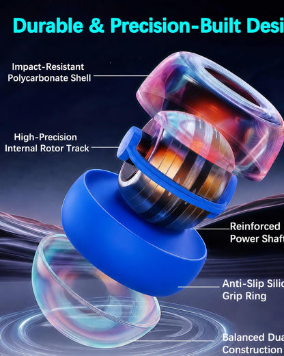 Torque Ball, Wrist Trainer Ball 2026 Upgraded, Auto-Start Gyro Ball, Wrist & Forearm Strengthener with LED Light, Smooth Silent Rotation, Portable Trainer for Fitness, Grip Strength Training-blue