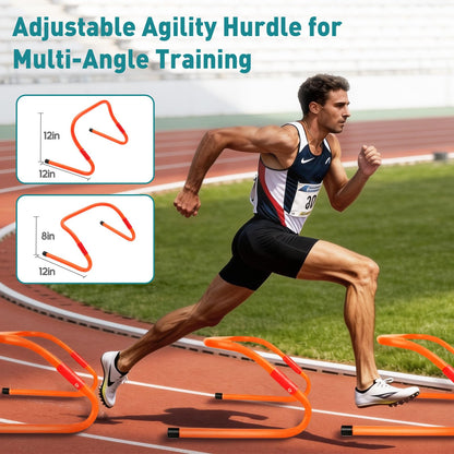 OLIXIS Agility Ladder, Soccer Training Equipment Set, 20 ft Speed Ladder, 12 Soccer Cones, 4 Agility Hurdles, Jump Rope, Resistance Parachute Agility Training Equipment for Kids, Youth, Adults, Orange