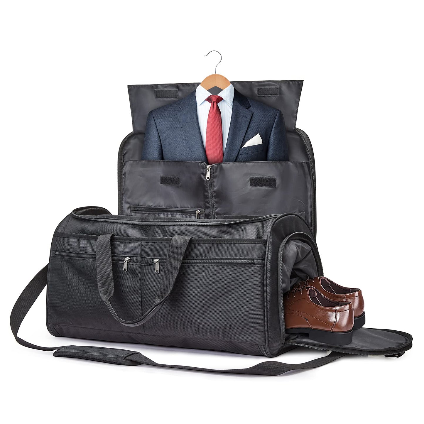 S-ZONE 50L Convertible Travel Garment Bag Carry on Garment Duffel Bag for Men Women 2 in 1 Hanging Suitcase Suit Business Travel Bag, Black