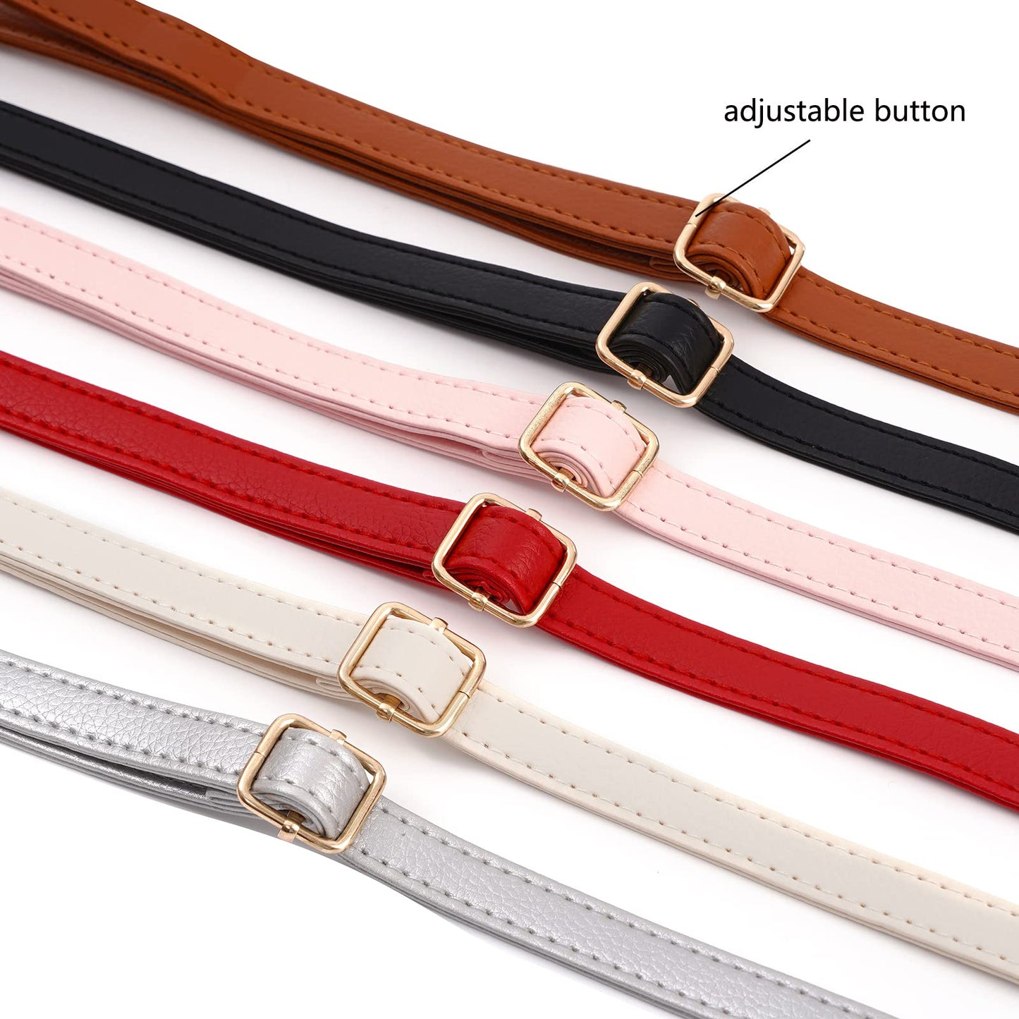 Xiazw Adjustable Soft PU Leather Shoulder Crossbody Purse Strap Bag Chain Replacement (Dark Blue - Gold)