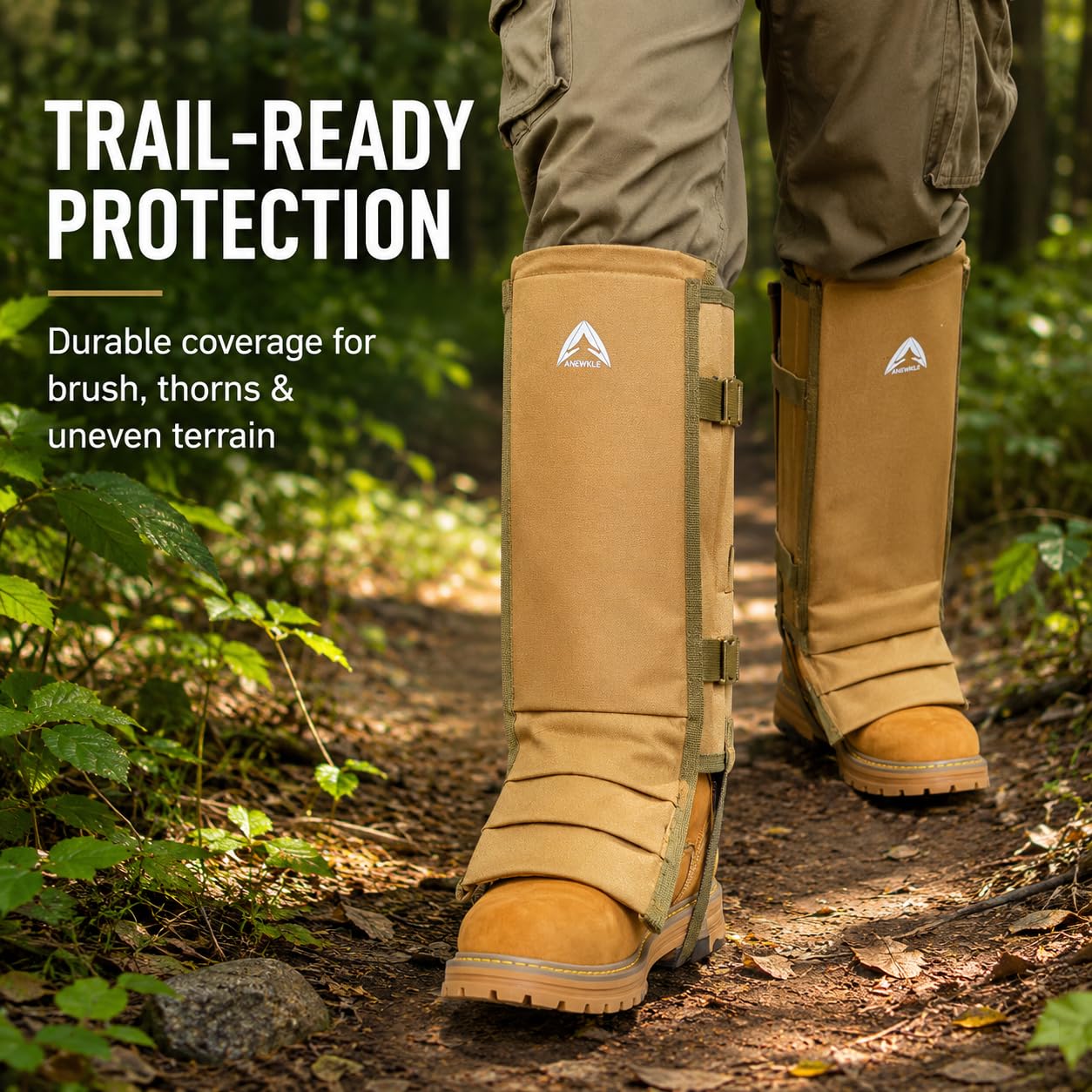 Anewkle Snake Gaiters for Men&Women,Waterproof Snake Proof Leg Guards with PP Board Protection,1000D PVC Coated Anti-Snake Gaiters for Brush Clearing,Hunting,Hiking,Fishing&Farming