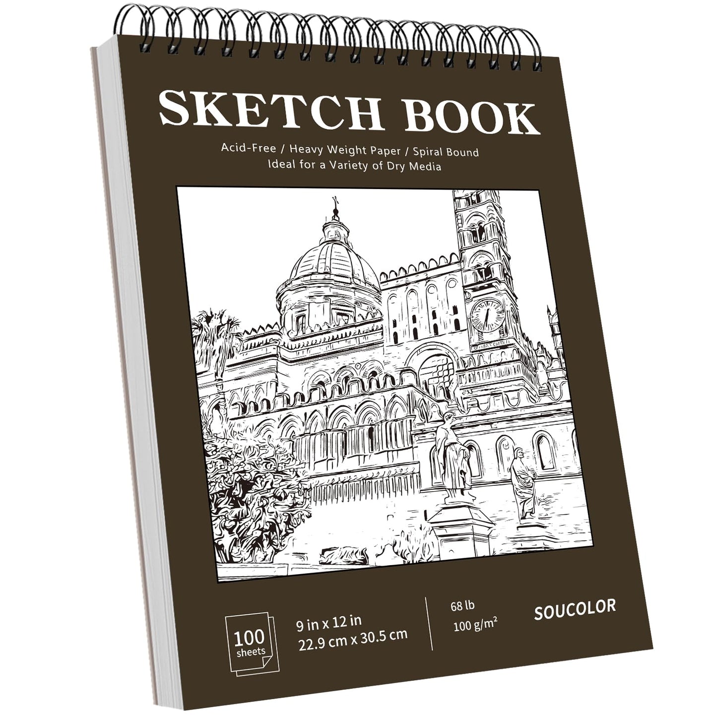 Soucolor 9" x 12" Sketch Book 100 Sheets, Acid Free (68lb/100gsm) Artist Drawing Paper Book Painting Sketching Pad, Classroom Must Haves Supplies for Teacher Student, Back to School Supplies