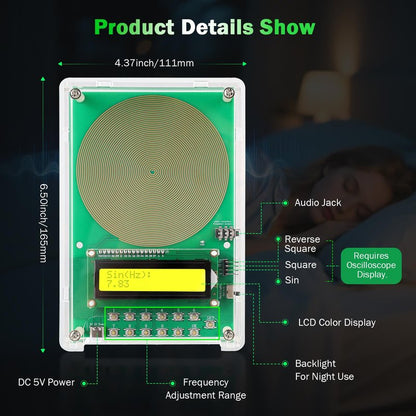0.01Hz-200kHz Adjustable Frequency Generator for Healing Schumann Sine Waves Resonance Generator 7.83Hz Ultra Low Frequency Generator Resonator with Acrylic Case