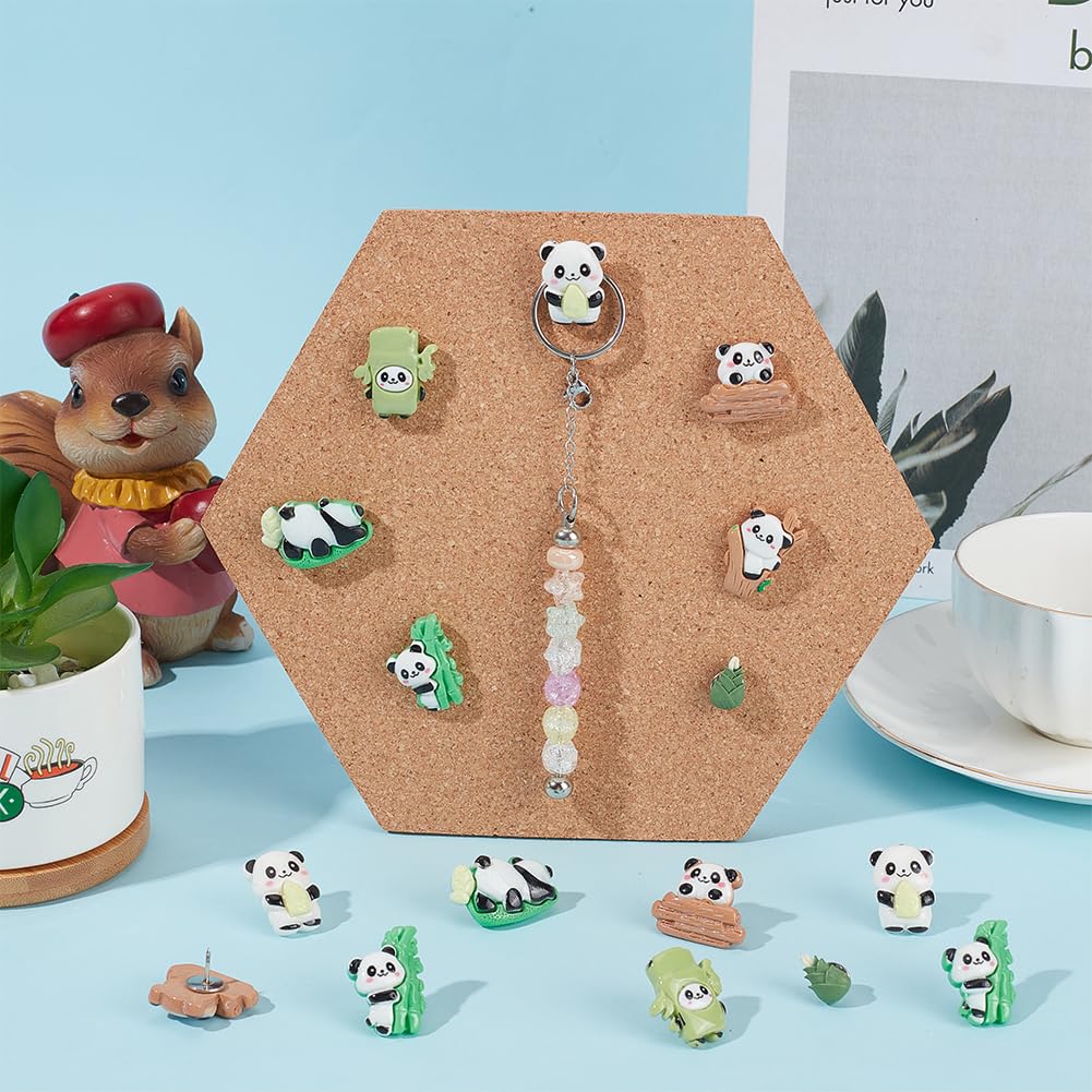 DELORIGIN 42Pcs Panda Push Pins Decorative Resin Panda Thumbtacks 7 Styles Fun Cartoon Animal Thumb Tacks Cute Push Pins for Photo Wall Map Cork Board Bulletin Board Home Office Decorations